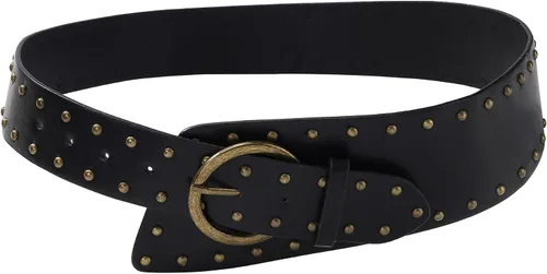 Vista 9 de Manfnee Cinturón de cuero de moda para mujer, cinturón de cuero con tachuelas, cinturones para mujer, para jeans, vestido punk, cinturón