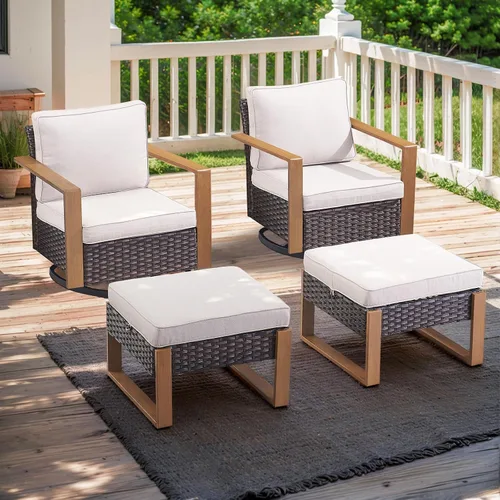 Vista 42 de Rilyson Sofá de mimbre para patio al aire libre, sofá de muebles de patio de ratán con marco resistente, mimbre de polietileno para todo