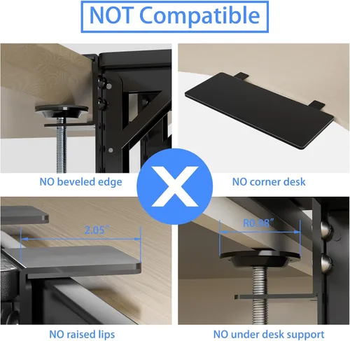Vista 6 de Suptek DSF3LB - Extensor de escritorio de 9.5 x 23.6 pulgadas, soporte de muñeca, plataforma plegable para bandeja de teclado, adecuado para Negro