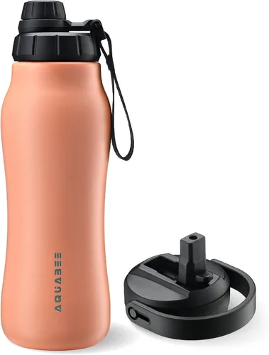 Vista 9 de Insula - Botella de agua de acero inoxidable con boquilla y tapa con popote, sin BPA y a prueba de fugas, botella de agua aislada al vacío de doble