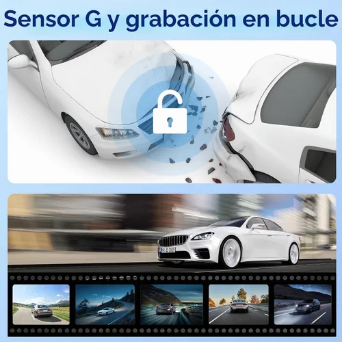 Vista 4 de Sistema de 4 cámaras, 10" AHD espejo retrovisor Dash Cam Touch Screen Dash Cam with 128GB Card/Reverse line/WiFi/APP/1080P Night Vision for Cámara