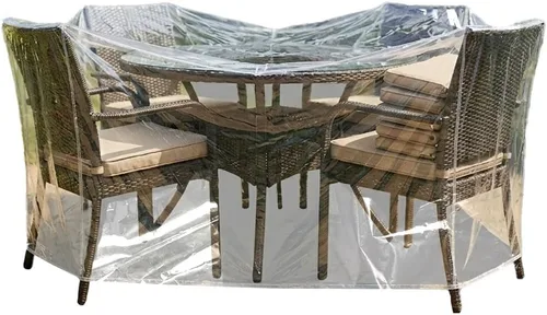 Vista 7 de LAMINET Cubierta para muebles de exterior de plástico impermeable resistente y transparente - Cubierta para mesa rectangular - Protección para 3