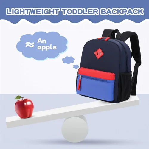 Vista 8 de BEEXS Mochila para niños pequeños, mochila preescolar para niños y niñas, mochila pequeña para jardín de infantes para 1-3 años, azul, azul marino