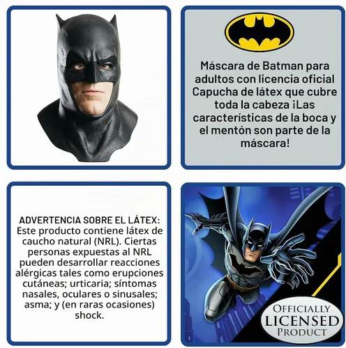 Vista 2 de Rubies BvS Batman Overhead Foam Adult Latex Mask with Cowl