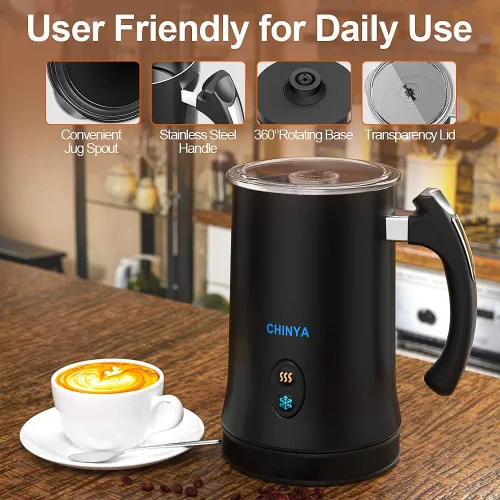 Vista 4 de Espumador de leche, espumador automático de leche con funcionalidad fría y caliente, vaporizador de leche eléctrico y calentador para latte