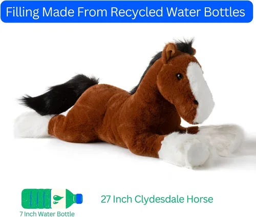 Vista 6 de The Petting Zoo Clydesdale - Peluche de caballo de peluche, regalos para niños, animales de corral Wild Onez, juguete de peluche de caballo marrón