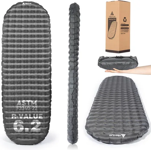 Vista 8 de Hikenture Colchoneta de dormir de camping con valor R 6.2, colchón ultraligero para todas las estaciones, alfombrilla de dormir compacta y aislada