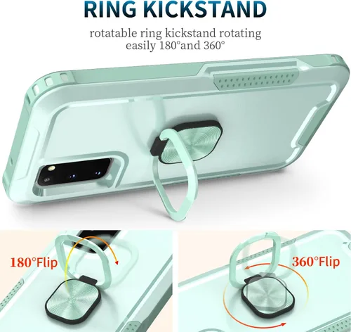 Vista 4 de Asuwish Funda para Samsung Galaxy S20 5G con soporte de anillo magnético, resistente, de cuerpo completo, híbrido, de silicona, a prueba de golpes