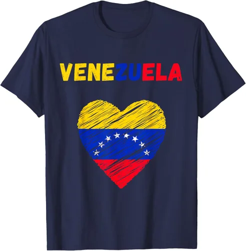 Vista 82 de Camiseta con la bandera venezolana con corazón de Venezuela, Negro