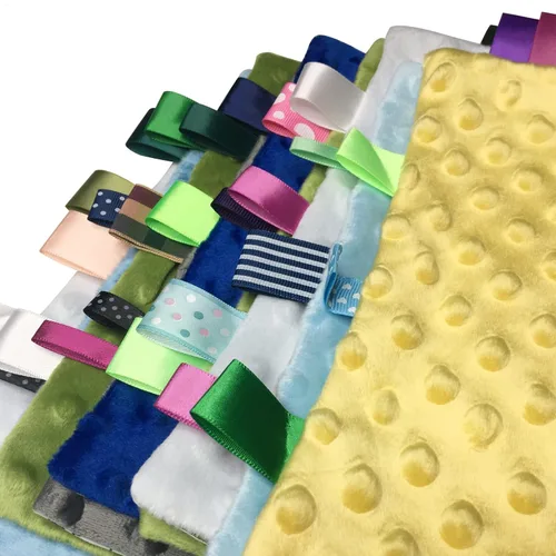 Vista 6 de Lovey - Manta de seguridad para bebé con etiquetas, manta de felpa suave, toalla cómoda y cómoda manta de lunares Minky juguete calmante diseño
