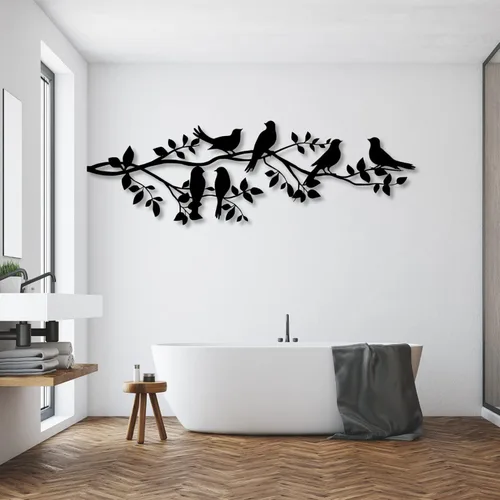 Vista 2 de UGJSH Decoración de pared de metal, decoración de pared de metal de árbol, arte de pared de pájaros metálicos, arte de pared de metal, pájaros