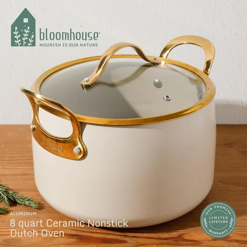 Vista 2 de bloomhouse - Dos veces ganador de los Favoritos de Oprah - Olla holandesa antiadherente de aluminio resistente de 8 cuartos de galón, libre de PFA