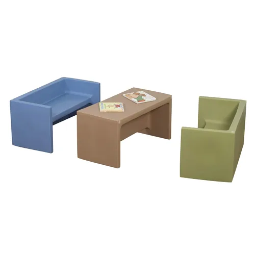 Vista 16 de Children's Factory Adapta-Bench, CF910-029 Azul, asientos flexibles para niños, aulas, muebles preescolares y de guardería, sillas para niños