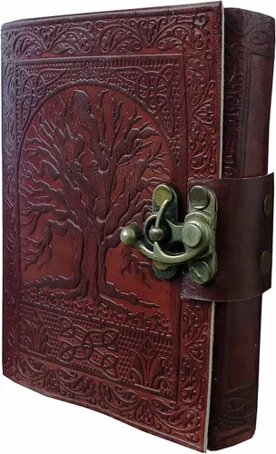 Vista 5 de Árbol de la vida celta de cuero, libro de las sombras, libro Wicca de hechizos en blanco