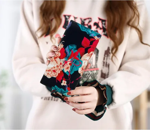 Vista 86 de HUA ANGEL Billetera ultra delgada para mujer, con bloqueo RFID, tarjetero de crédito, plegable, largo, hebilla magnética, billete para mujer, Owl
