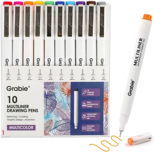 Vista 9 de Grabie Bolígrafos Micro Fineliner, 6 bolígrafos de dibujo impermeables 6-negro
