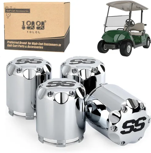Vista 8 de 10L0L - Juego de cubiertas de tapa central para ruedas de carrito de golf universal SS para EZGO, Club Car, Yamaha, 4 piezas (negro)