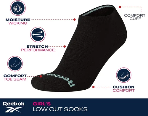 Vista 3 de Reebok Calcetines acolchados de corte bajo para niñas (6 unidades)