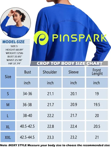 Vista 6 de PINSPARK Camisetas cortas de entrenamiento para mujer, de manga larga, para yoga, casual, atlética, para correr, gimnasio, entrenamiento