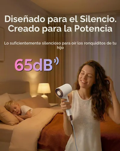 Vista 9 de Mera Bio-Ionic - Secador de pelo para mujer, secado rápido profesional de 1400 W con difusor y concentrador, tecnología de iones negativos
