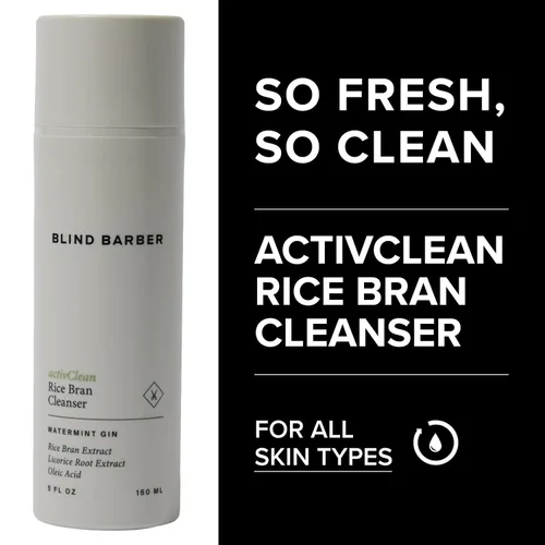Vista 3 de Blind Barber activClean - Limpiador facial diario de salvado de arroz para hombres, limpiador facial hidratante en espuma con extracto de salvado