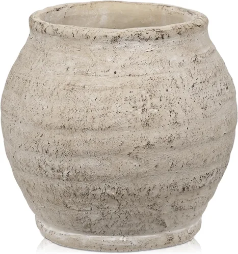 Vista 18 de Briful Jarrón rústico de cerámica de 5 pulgadas, jarrones con textura vintage desgastada, 3.5 pulgadas de boca ancha, jarrón de cerámica para ramas