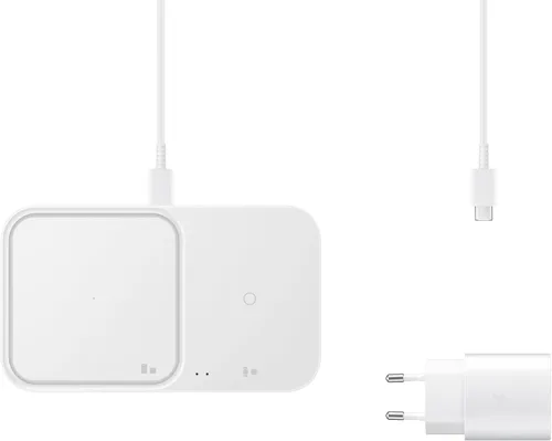 Vista 7 de Samsung Cargador inalámbrico oficial de 15 W Duo [2022] con adaptador de viaje, blanco