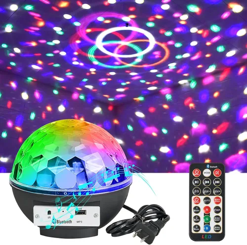 Vista 7 de Luces de Bola de Discoteca RGB LED Giratorias para Fiestas y Escenarios, Decoración de Halloween, con Control Remoto, Cine en Casa para Adultos
