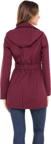 Vista 5 de Sebby Collection - Gabardina resistente con revestimiento suave, impermeable, para mujer con capucha desmontable.