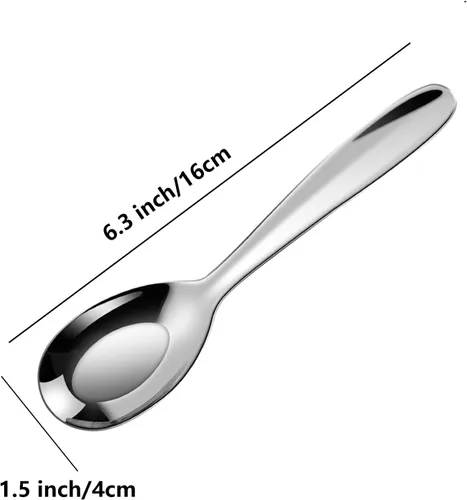 Vista 2 de Ouliget Cucharas de sopa premium, cucharas de sopa de acero inoxidable, cucharas de cena de cubiertos, cuchara de sopa asiática plateada grande
