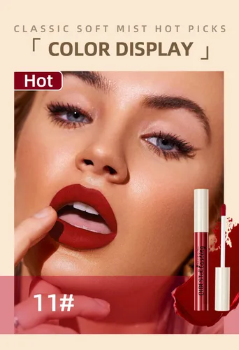 Vista 7 de BestLand - Juego de 12 lápices labiales líquidos mate, color rojo nude, impermeable, de larga duración