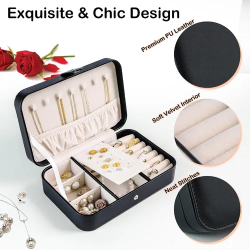 Vista 4 de Kendal Travel Jewelry Box, Small Portable Jewelry Organizer Mini Jewelry Case for Women, Earing Organizer, Leather Portable Jewelry Storage Boxes