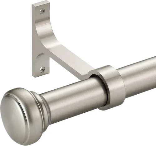 Vista 12 de Barra de cortina resistente ajustable, 1 pulgada, 28-48 pulgadas, tapa redonda, soportes de aluminio premium, adecuada para ventanas y patios