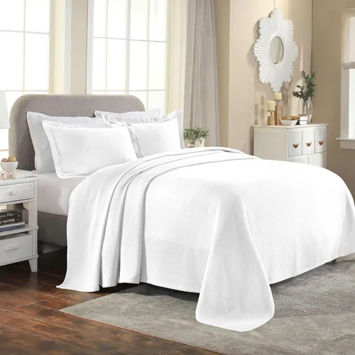 Vista 16 de Cubrecama doble Superior Diamond Solitaire de algodón de primera calidad Jacquard Matelassé con fundas de almohada a tono, color aguamarina, Agua