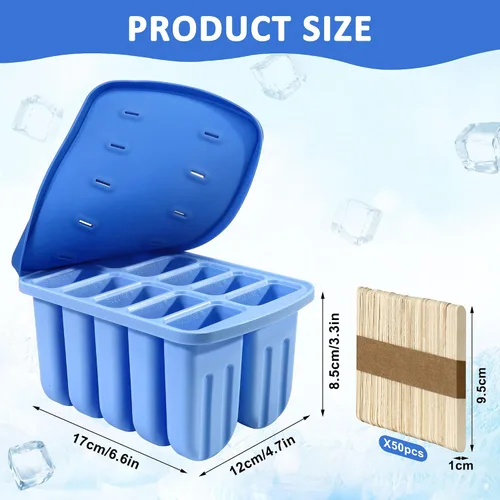 Vista 2 de Moldes de paletas de silicona, 10 cavidades, moldes de silicona para paletas de fácil liberación, sin BPA, moldes para paletas de hielo, moldes