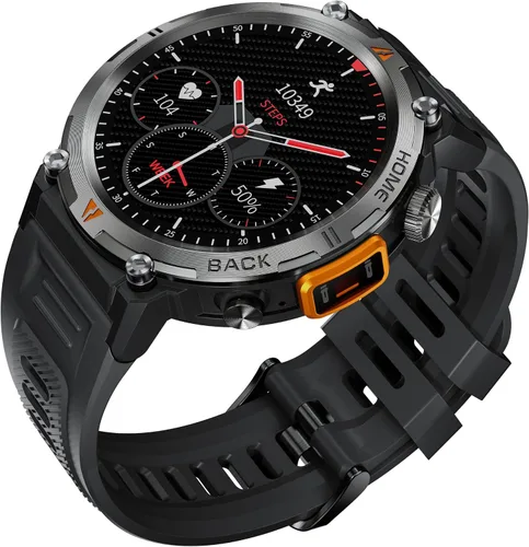 Vista 19 de Reloj inteligente militar para hombres táctico resistente Bluetooth llamada Negro