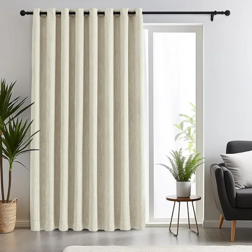 Vista 33 de Melodieux Elegantes cortinas opacas de algodón para oscurecer la habitación, para sala de estar, dormitorio, con aislamiento térmico, paneles