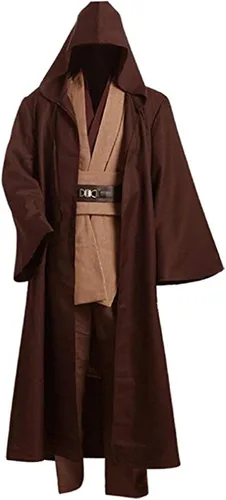 Vista 3 de Disfraz de túnica para hombre, conjunto completo de bata con capucha para Halloween, cosplay