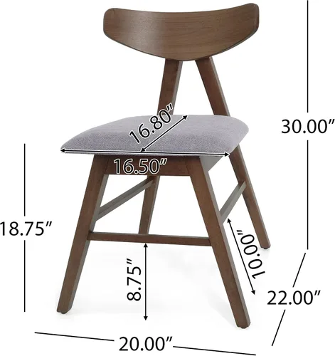 Vista 3 de Christopher Knight Home Stocker - Sillas de comedor tapizadas, color gris oscuro/nogal (juego de 2)