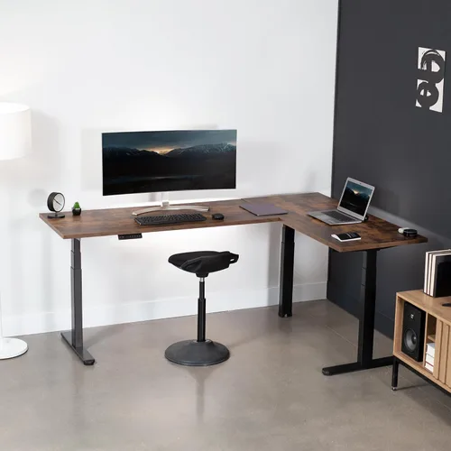 Vista 8 de VIVO Marco de escritorio eléctrico negro de esquina de 3 patas, DESK-V130EB
