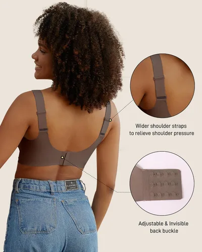Vista 2 de Niidor Bralette sin varillas para mujer, ajustable, sin costuras, cómodo brasier sin varillas