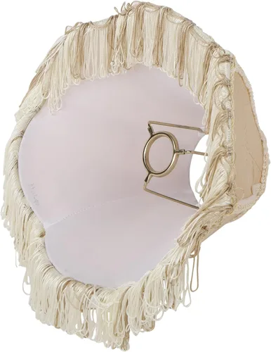 Vista 4 de Aspen Creative 55001 - Pantalla de lámpara de cúpula festoneada cosida a mano con flecos UNO en Biscotti Beige, 4 pulgadas superior x 10 pulgadas