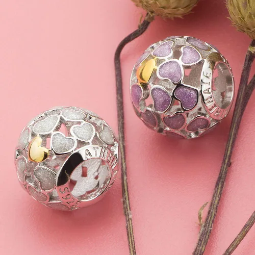 Vista 5 de ATHENAIE 925 Sterling Silver Purple Abundance of Love Enamel Openwork Charms Fit All European Bracelets Necklace