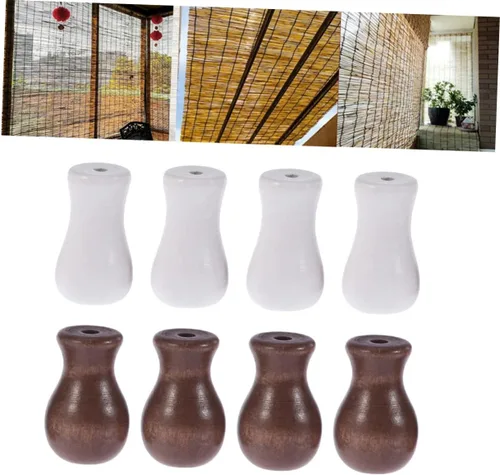 Vista 5 de ORFOFE Borlas de cordón de madera para persianas de ventana, pomos de cordón blanco para persianas