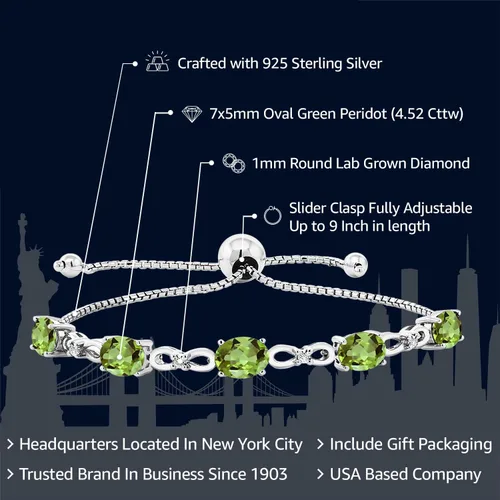 Vista 7 de Gem Stone King Pulsera de tenis de diamantes cultivados en laboratorio con piedra natal de 3-6 quilates para mujer, plata de ley 925, ovalada