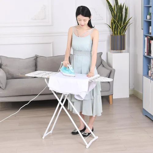 Vista 12 de Tabla de planchar de tamaño completo con soporte de plancha, tabla ligera de altura ajustable, gruesa con cubierta resistente al calor