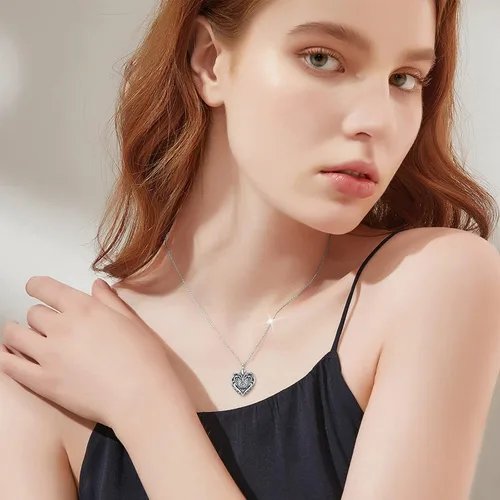 Vista 4 de SOULMEET Joyería de cremación para cenizas, collar de urna de plata de ley para cenizas, mujeres y hombres, joyería de recuerdos para mantener a