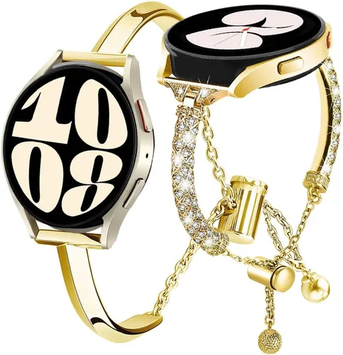 Vista 14 de DEALELE Bandas compatibles con Samsung Galaxy Watch 6/6 Classic / 5/5 Pro / 4/4 Classic / 3 1.614 in / Active 2, pulsera de repuesto de metal con 1#