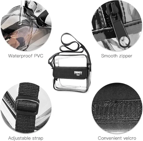 Vista 5 de Bandolera transparente NFL NCAA BTS PGA Stadium aprobada por NFL bolsa de hombro impermeable transparente con correa de hombro ajustable