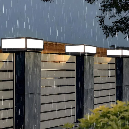 Vista 7 de Luz de poste moderna para exteriores, luz LED de cubierta de valla de alto voltaje, lámpara de columna con cable para superficie plana, patio